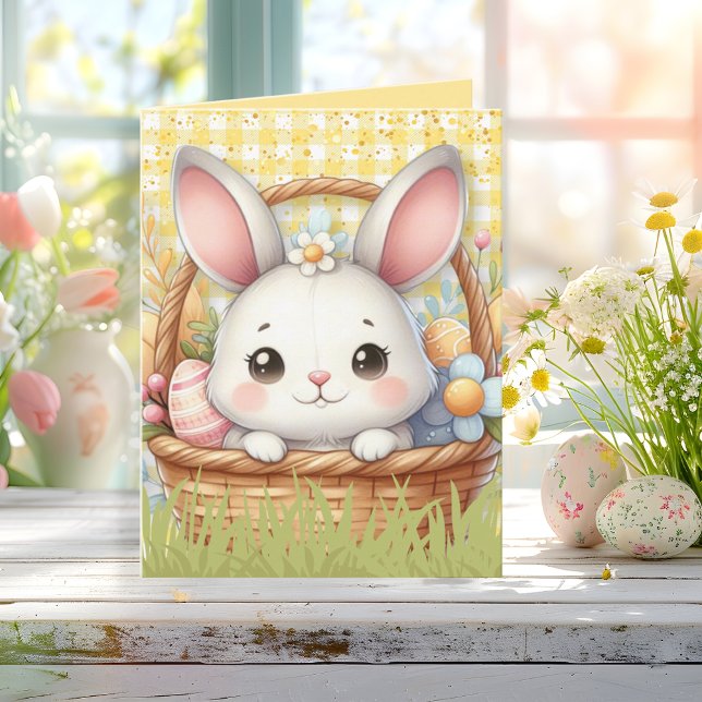 Cartão De Notas Felz pascoa vibrante em uma placa de fundo amarela (Vibrant Happy Easter in a Yellow background card)