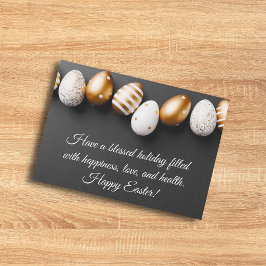 Cartão De Notas felzs pascoa,ovos brancos dourados