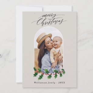 Cartão De Notas Feriado Botânico por Aquarela em Arco de Natal