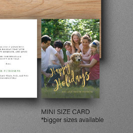 Cartão De Notas Feriados Felizes do Orçamento Faux Gold Foliday