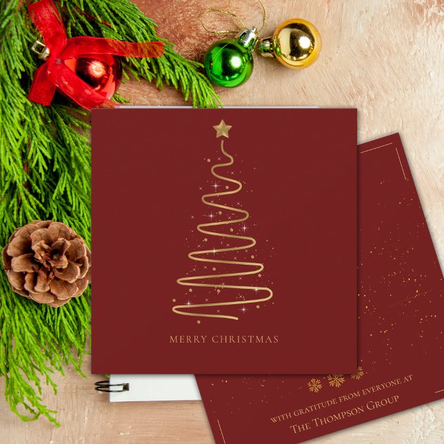 Cartão De Notas Férias Corporativas Feliz Natal Vermelho e Dourado (Corporate Holiday Merry Christmas Red and Gold Holiday Note Card)