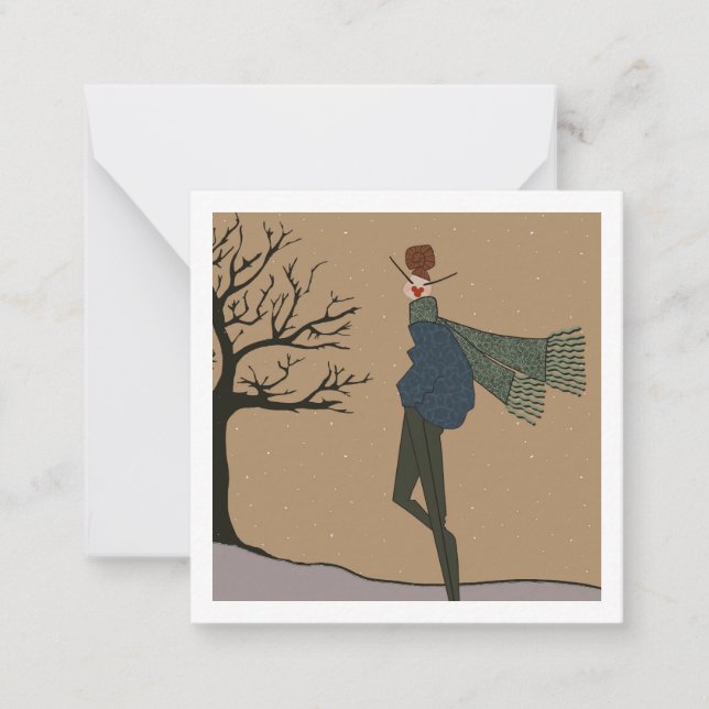 Cartão De Notas Férias de Inverno Tempo de Neve Moda (Frente)