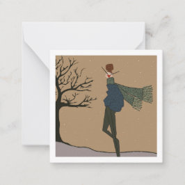 Cartão De Notas Férias de Inverno Tempo de Neve Moda