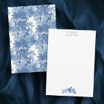 Cartão De Notas Ferramenta de Paisagem Azul Vintage com Urns e Col<br><div class="desc">O histórico design de madeira azul de cerca de 1900,  que inclui colunas antigas,  urnas e degraus de pedra rodeados por árvores num pomar de madeira sombreada. Inclui campos de texto e elementos de linha opcionais.</div>