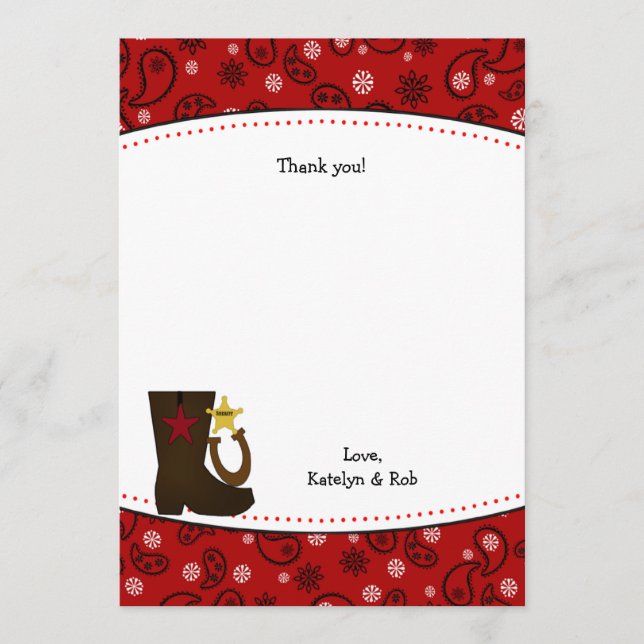 Cartão De Notas Festa de aniversário De Cowboy Obrigado A Notícias (Frente)