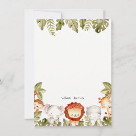 Cartão De Notas Festa de Aniversário Infantil com Animais Selvagen