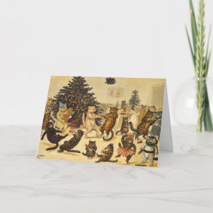 Cartão De Notas Festa de Natal de Cat - Louis Wain