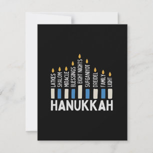 Cartão De Notas Festa judaica de Hanukkah Menorá Judaísmo