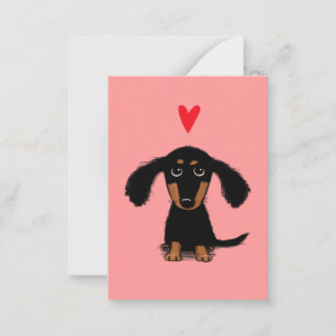 Cartão De Notas Filhote de Dachshund Fofo de São Valentim com Cora