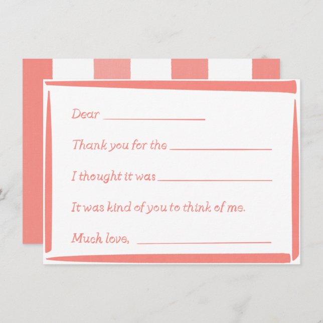 Cartão De Notas Fill-In-The-Blank "Handwritten" Thank You Notes (Frente/Verso)