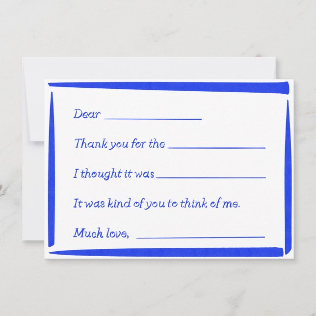 Cartão De Notas Fill-In-The-Blank "Handwritten" Thank You Notes (Frente)