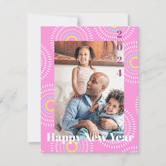 Cartão De Notas Fireworks Japonês Rosa (Frente)