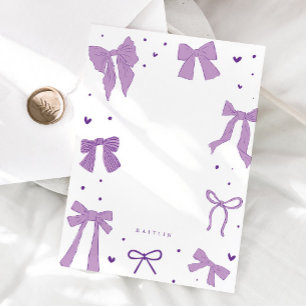 Cartão De Notas Fita de Arco Roxo Coquette