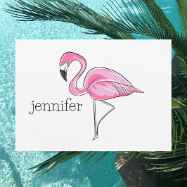 Cartão De Notas Flamingo Rosa Personalizado / Tropical Elegante