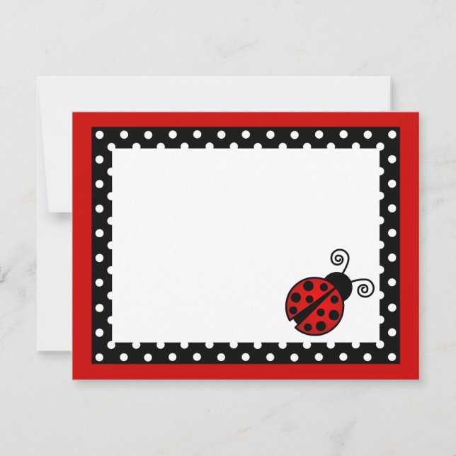 Cartão De Notas Flat De Ladybug Vermelho Bonito Obrigado A Notar C (Frente)
