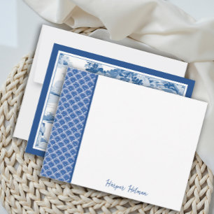Cartão De Notas Flat de Toile Azul-Clamshell Elegante