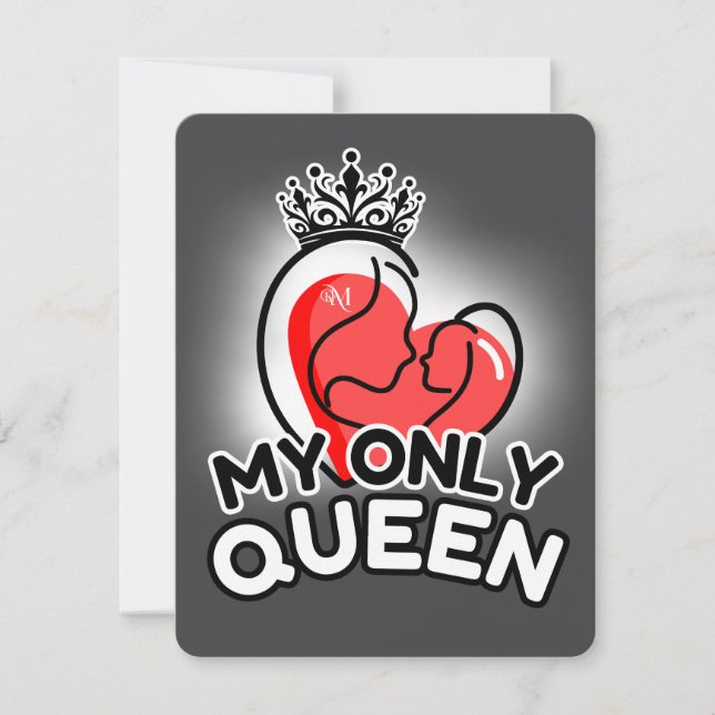 Cartão De Notas Flat Note Card : My.Only Queen (grey) (Frente)