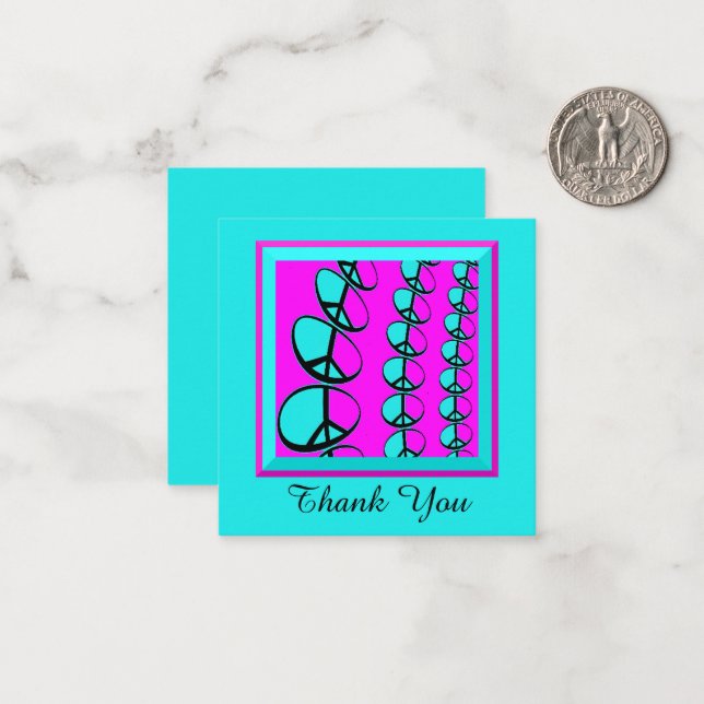 Cartão De Notas Flat Peace Signs Thank You Cards (Frente/Verso In Situ)