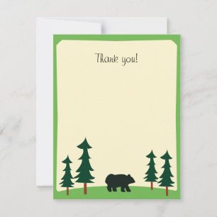 Cartão De Notas Flat Rustic BEAR BLACK - Obrigado, bilhete
