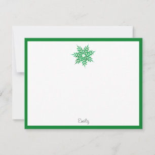 Cartão De Notas Floco de Neve Aquarela Esmeralda
