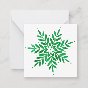 Cartão De Notas Floco de Neve Aquarela Esmeralda