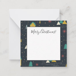 Cartão De Notas Flocos de Neve Caindo em Casinhas na Noite de Inve