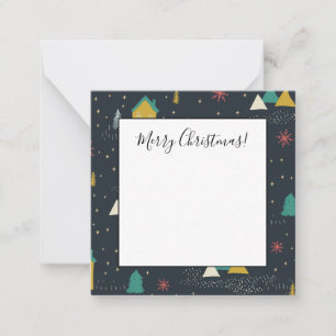 Cartão De Notas Flocos de Neve Caindo em Casinhas numa Noite de In