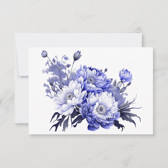 Cartão De Notas Flor Azul Moderno Simples (Frente)