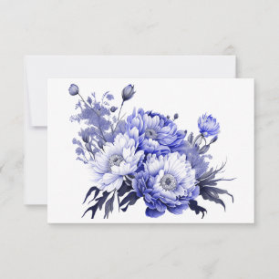 Cartão De Notas Flor Azul Moderno Simples