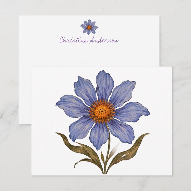 Cartão De Notas Flor Boho (Frente/Verso)