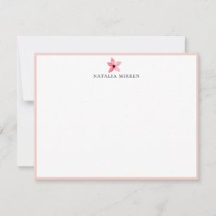 Cartão De Notas Flor Botânica Rosa-Rosa Elegante