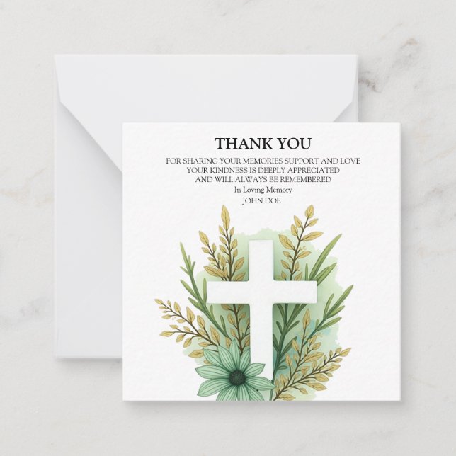 Cartão De Notas Flor Cross Obrigado (Frente)