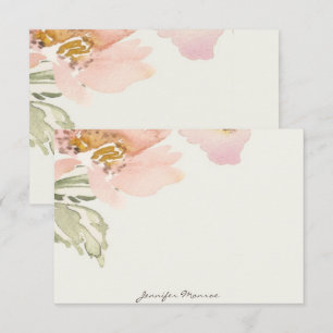 Cartão De Notas Flor de aquarela rosa personalizada