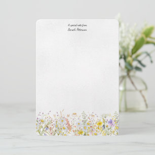 Cartão De Notas Flor de Campo Moderna Floral Botânica Personalizad