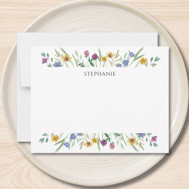 Cartão De Notas Flor de Campo Personalizada (Criador carregado)