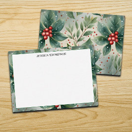 Cartão De Notas Flor de Poinsettia de Inverno Colorida Personaliza