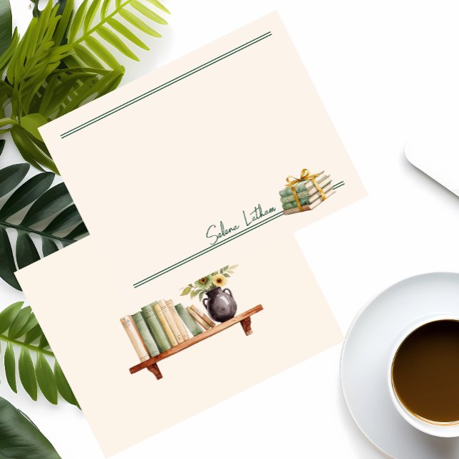 Cartão De Notas Flor Multipropósito de Livros Empilhados com na mo (Criador carregado)