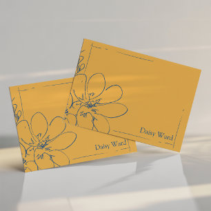 Cartão De Notas Flor Personalizada Amarela Rústica Desenhada à Mão
