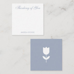 Cartão De Notas Flor Personalizada Azul Poeira Branco