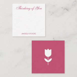 Cartão De Notas Flor Personalizada Rosa Branco