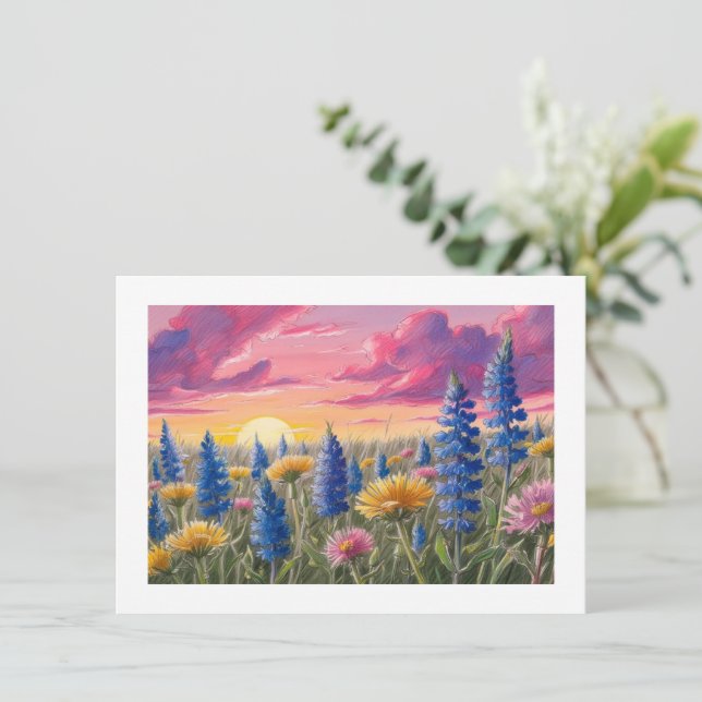 Cartão De Notas Flor selvagem (Em pé/Frente)