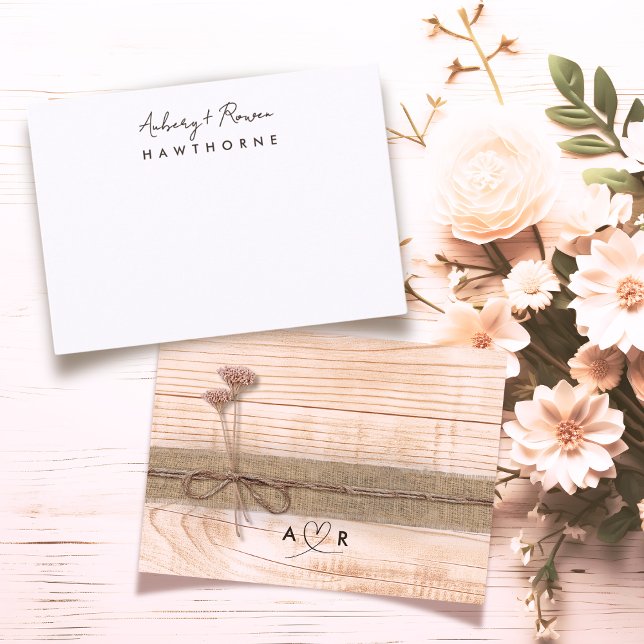 Cartão De Notas Flor Selvagem de Madeira Rústica de Casal Moderno  (Criador carregado)