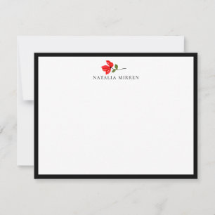 Cartão De Notas Flor Vermelho Botânico Elegante