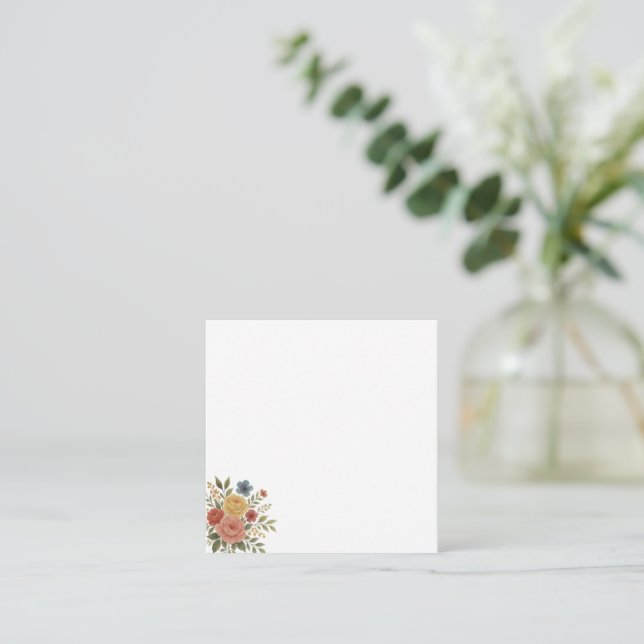 Cartão De Notas Florais Elegantes  (Em pé/Frente)