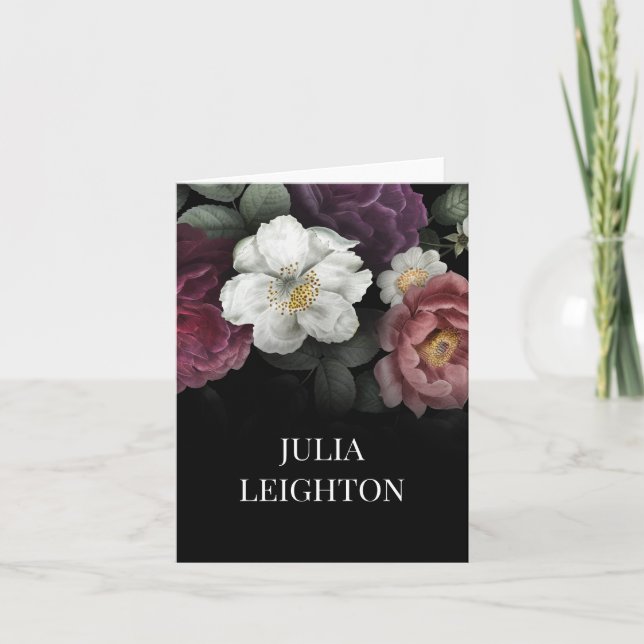 Cartão De Notas Florais escuros (Frente)