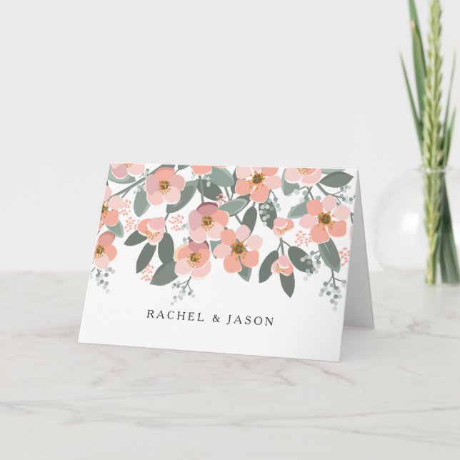 Cartão De Notas Floral Blush Watercolor Personalized Stationery (Frente)