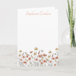 Cartão De Notas Floral Botânico de Flores Silvestres de Apreciação