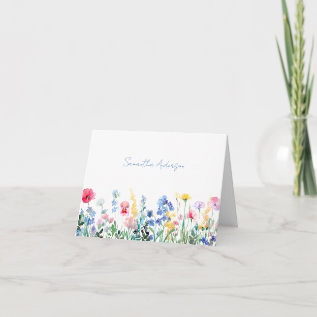 Cartão De Notas Floral de Flor Selvagem Personalizado (Frente)