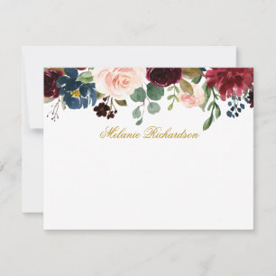 Cartão De Notas Floral Dourado, Personalizado, Brilhante e Brilha