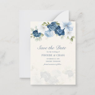 Cartão De Notas Floral Dusty Azul Eucalyptus Deixa a Data